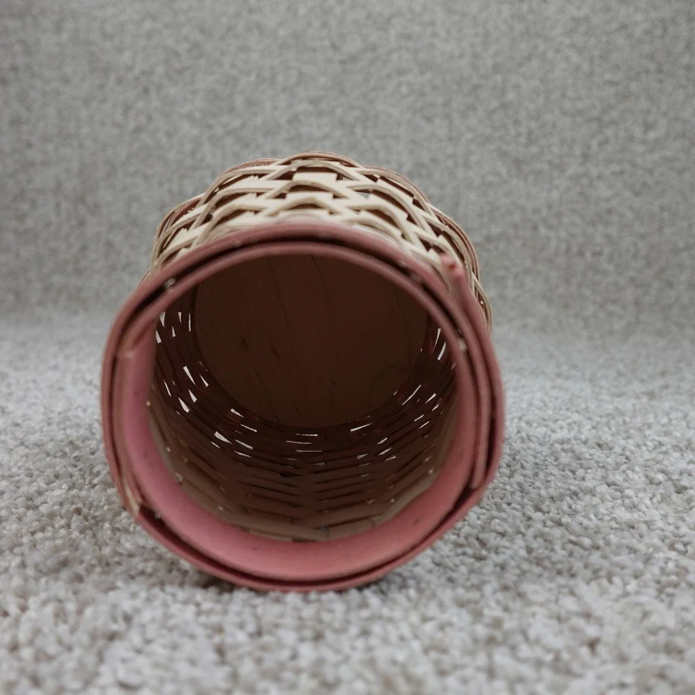 Longaberger 2009 Horizon of Hope Basket Pink Natural Woven Maple Wood Decor